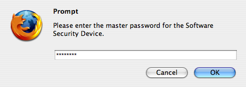 Prompt Please enter the master password for the Software Security Device