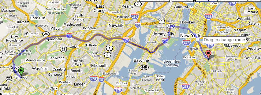 Directions from Eastern Pkwy, Brooklyn to Fanning, NJ via Manhattan