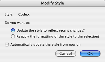 Word reapply style dialog